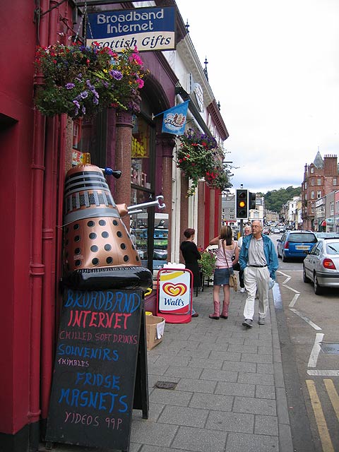 internet cafe with inflatable dalek